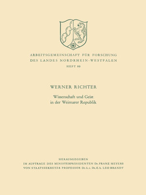 cover image of Wissenschaft und Geist in der Weimarer Republik